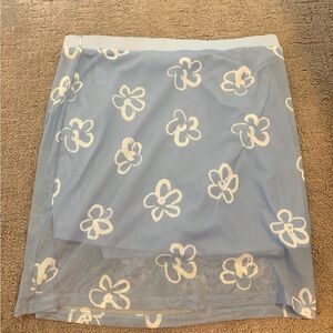 Chic Blue Floral Skirt